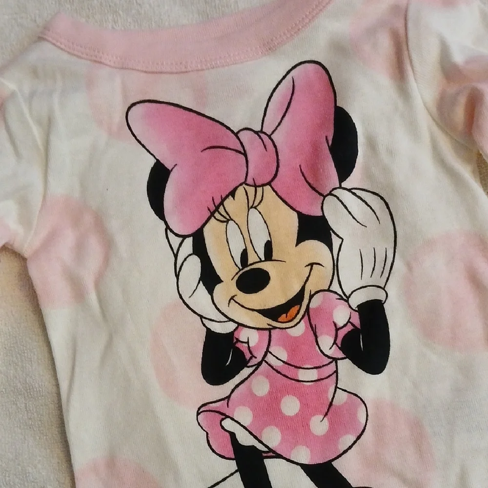 Disney Minnie Mouse Pink and White‎ Pajama Set 12mos NWT